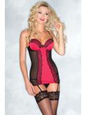Red Satin   Black lace Chemise