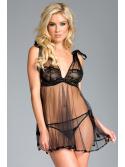 Mesh babydoll with lace
